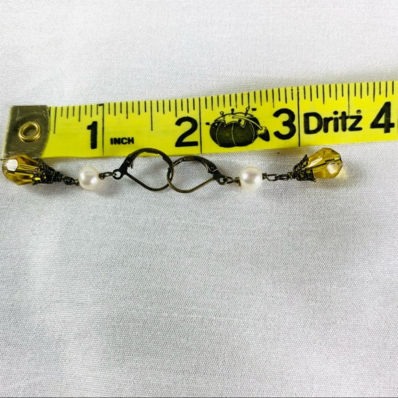 Genuine pearl and citrine faceted earrings - Picture 5 of 5